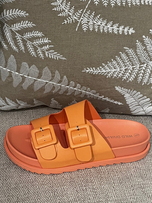 Candy Color Double Buckle Strap Sandal