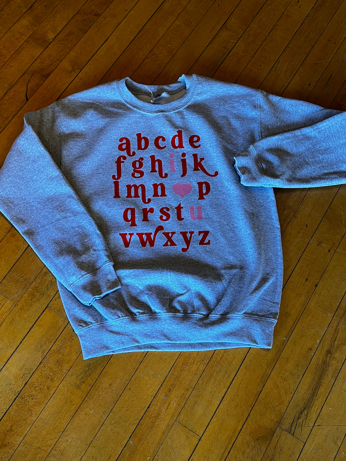 Long Sleeve Alphabet I Love U Crewneck