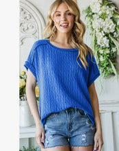 Load image into Gallery viewer, Short Sleeve Solid Twist Knit Top
