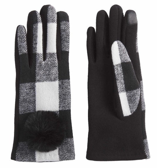 Buffalo Check Poof Gloves