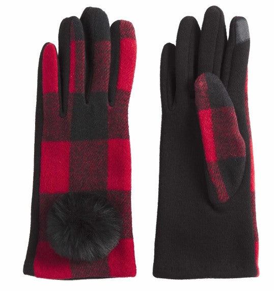 Buffalo Check Poof Gloves