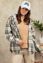 Load image into Gallery viewer, Frayed Hem Hooded Plaid Jacket
