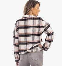 Load image into Gallery viewer, Black/Light Pink Cropped Cinched Shacket

