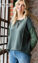 Load image into Gallery viewer, Long Sleeve Knit Plus Top With Lace Sleeves
