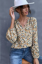 Load image into Gallery viewer, Floral V-Neck Blouse
