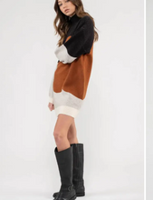 Load image into Gallery viewer, Colorblock Mock Neck Knit Sweater Dress
