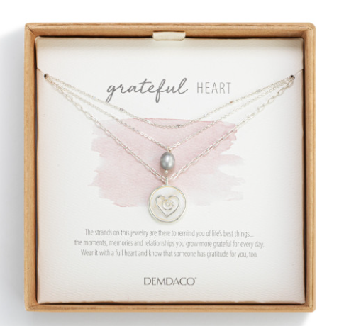 Grateful Heart Mother of Pearl Necklace - Silver