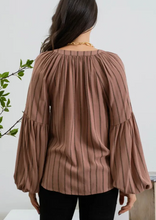 Load image into Gallery viewer, Striped Peasant Top
