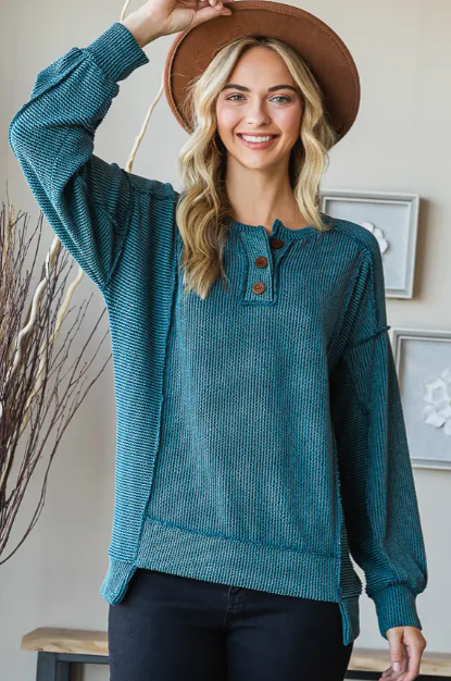 Long Sleeve Solid Ribbed Top