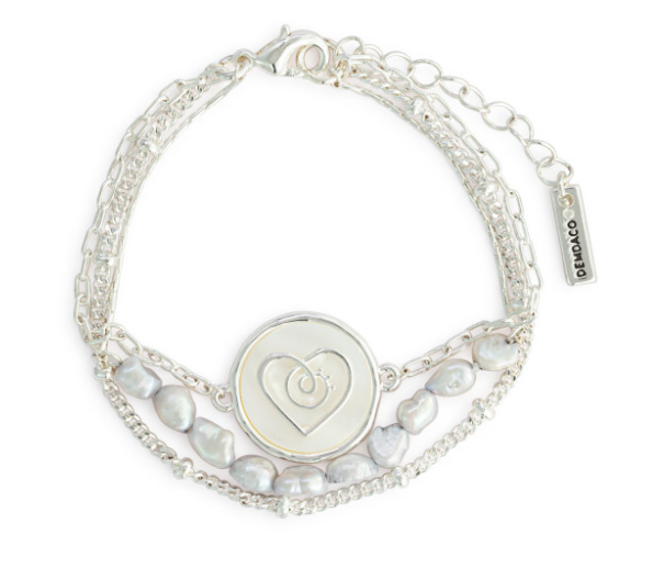 Grateful Heart Mother of Pearl Bracelet - Silver