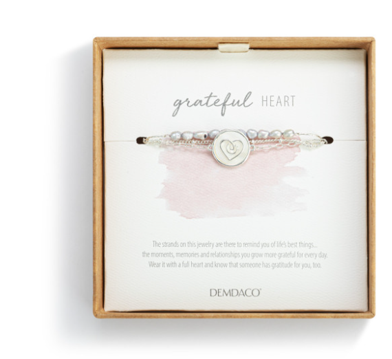 Grateful Heart Mother of Pearl Bracelet - Silver