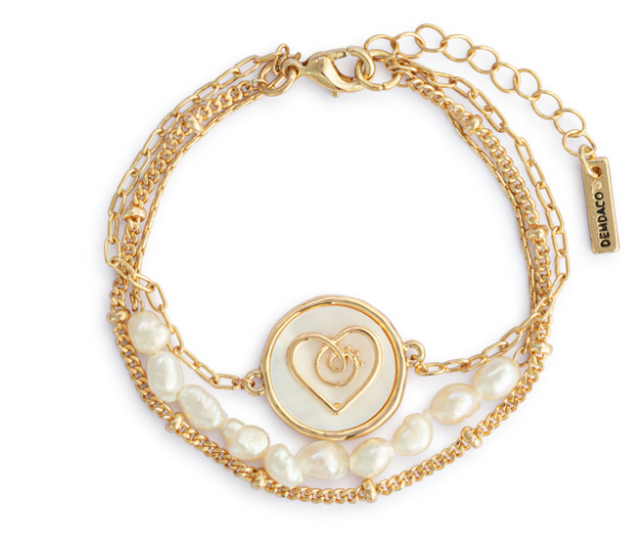 Grateful Heart Mother of Pearl Bracelet - Gold
