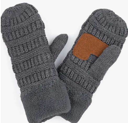C.C Solid Color Knitted Mitten Gloves