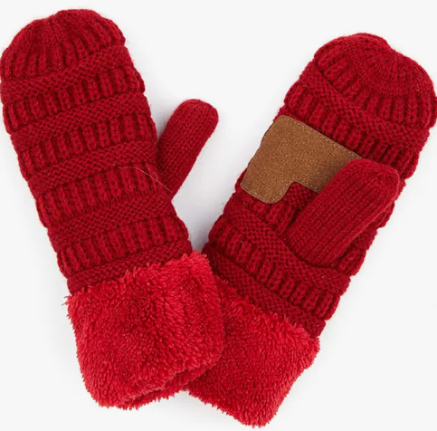 C.C Solid Color Knitted Mitten Gloves