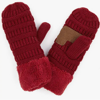 C.C Solid Color Knitted Mitten Gloves