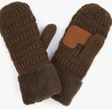 C.C Solid Color Knitted Mitten Gloves