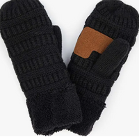 C.C Solid Color Knitted Mitten Gloves