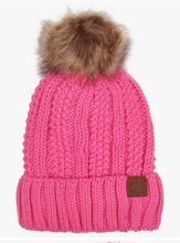 Load image into Gallery viewer, C.C Knit Beanie with Fuzzy Lining and Pom
