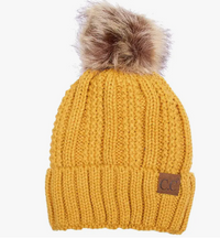 C.C Knit Beanie with Fuzzy Lining and Pom