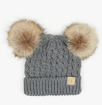 Cc Kids Double Pom Pom All Over Cable Beanie