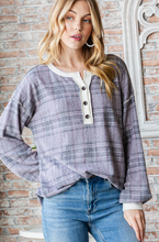 Load image into Gallery viewer, Long Sleeve Brushed Plaid Top or
