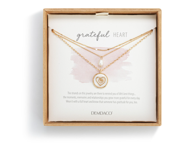 Grateful Heart Mother of Pearl Necklace - Gold