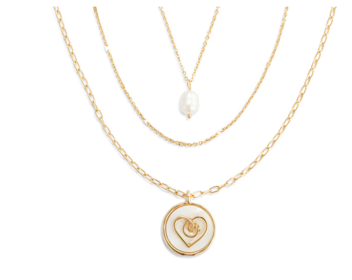 Grateful Heart Mother of Pearl Necklace - Gold