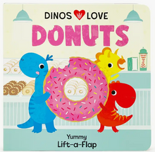 Load image into Gallery viewer, Dinos Love Donuts Lift-A-Flap Book
