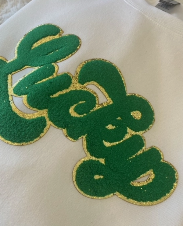 Lucky St Patricks Day Chenille Patch Sweatshirt