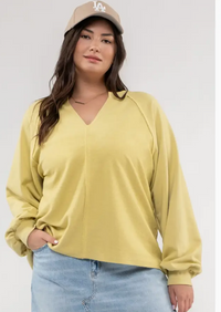 Exposed Seam Relaxed Plus Long Sleeve Knit Top