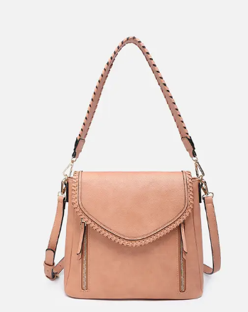 Lorelei Double Zip Whipstitch Trim Crossbody