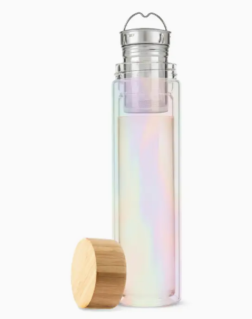 Blair Iridescent Glass Travel Infuser Mug By Pinky Up