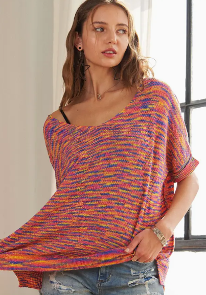 Multi Color Lightweight Sweater Top