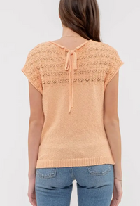 Eyelet Yoke Sweater Knit Top