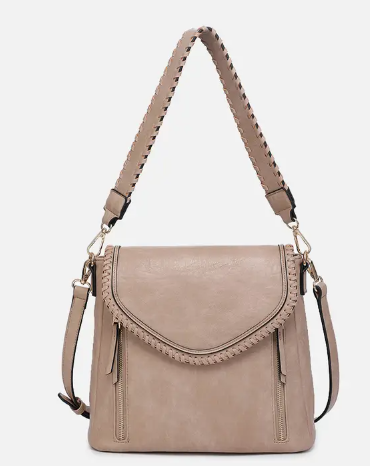 Lorelei Double Zip Whipstitch Trim Crossbody