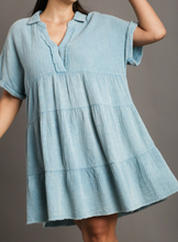 Load image into Gallery viewer, Short Sleeve Mineral Wash Babydoll Plus Dress

