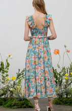 Load image into Gallery viewer, Watercolor Floral Print Ruffle Midi Dress
