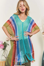 Load image into Gallery viewer, Fringe Hem Multi Color Crochet Tunic
