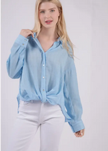 Load image into Gallery viewer, Oversized Sheer Textured Woven Shirt Blouse Top
