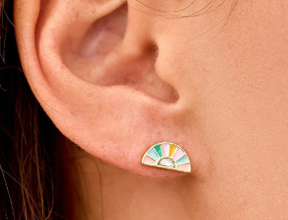 Puravida Sunset Stripe Enamel Stud Earrings