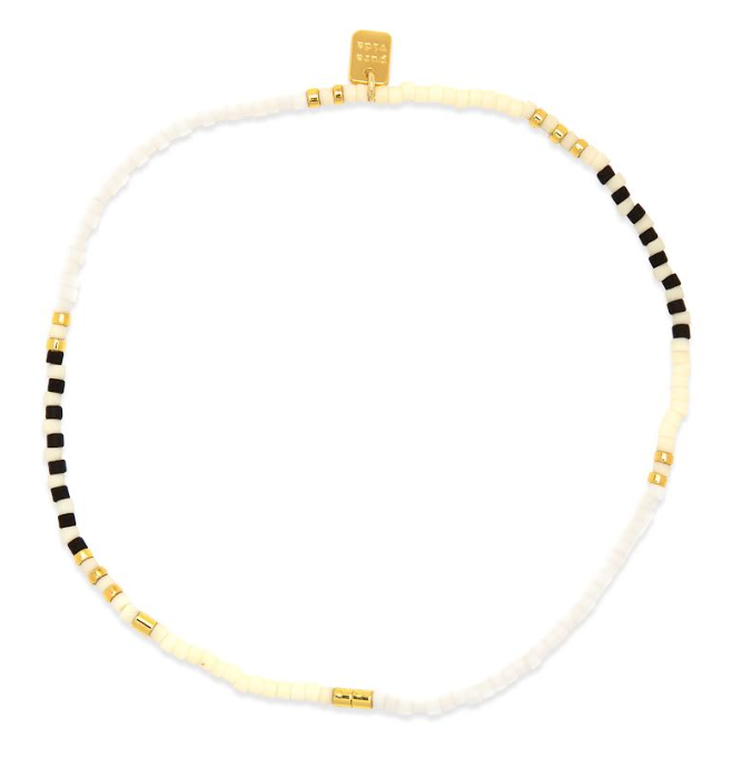 Puravida Mixed Seed Bead Gold Stretch Anklet