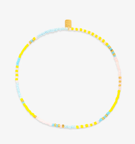 Puravida Mixed Bead Gold Stretch Anklet