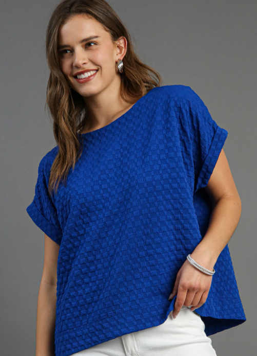 Short Sleeve Boxy Textured Knit Top