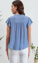 Load image into Gallery viewer, Split Neck Button Down Sheer Lace Yoke Blouse

