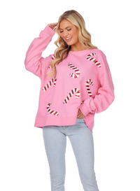 Holiday Sparkle Candy Cane Sweatshirt