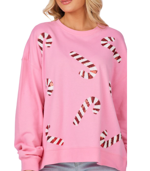 Holiday Sparkle Candy Cane Sweatshirt