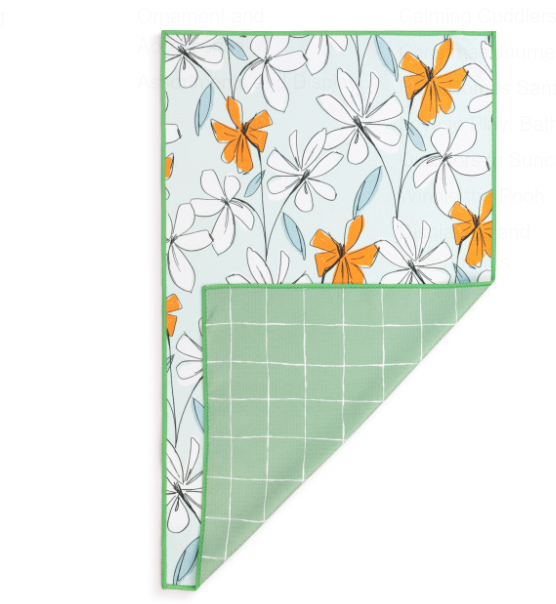 Windowpane Floral Absorbent 2-Sided Towel