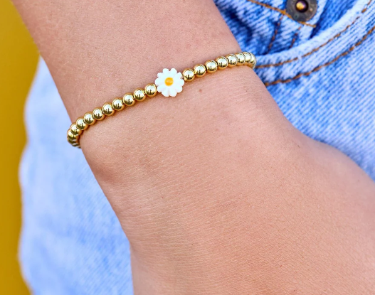 Puravida Daisy Gold Bead Stretch