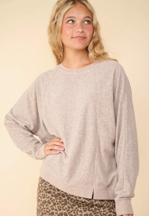 Oversized Comfy Soft Contrast Knit Top