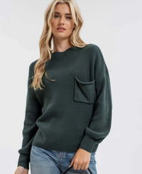 Funnel Neck Long Sleeve Ribbed Pullover Sweater